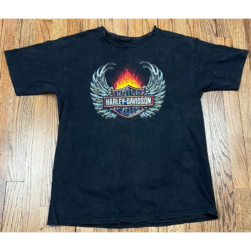 Vintage Harley Davidson Flames‎ Biker Motorcycle Shirt 90s Men's Sz XL